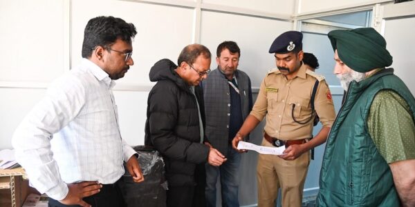 Chief Electoral Officer, Ladakh inspects counting arrangements at counting center, Kurbathang, Kargil