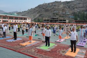 District Administration Kargil Observes 11th International Yoga Day at Khri Sultan Cho Sports Stadium Biamathang