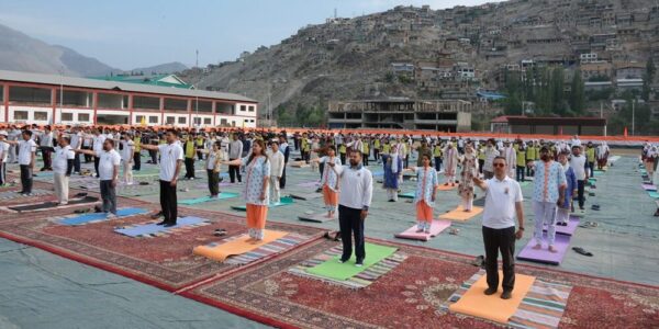 District Administration Kargil Observes 11th International Yoga Day at Khri Sultan Cho Sports Stadium Biamathang