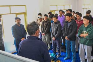 CEC Dr Jaffer inspects temporary school building for Specially Abled Students at Kurbathang